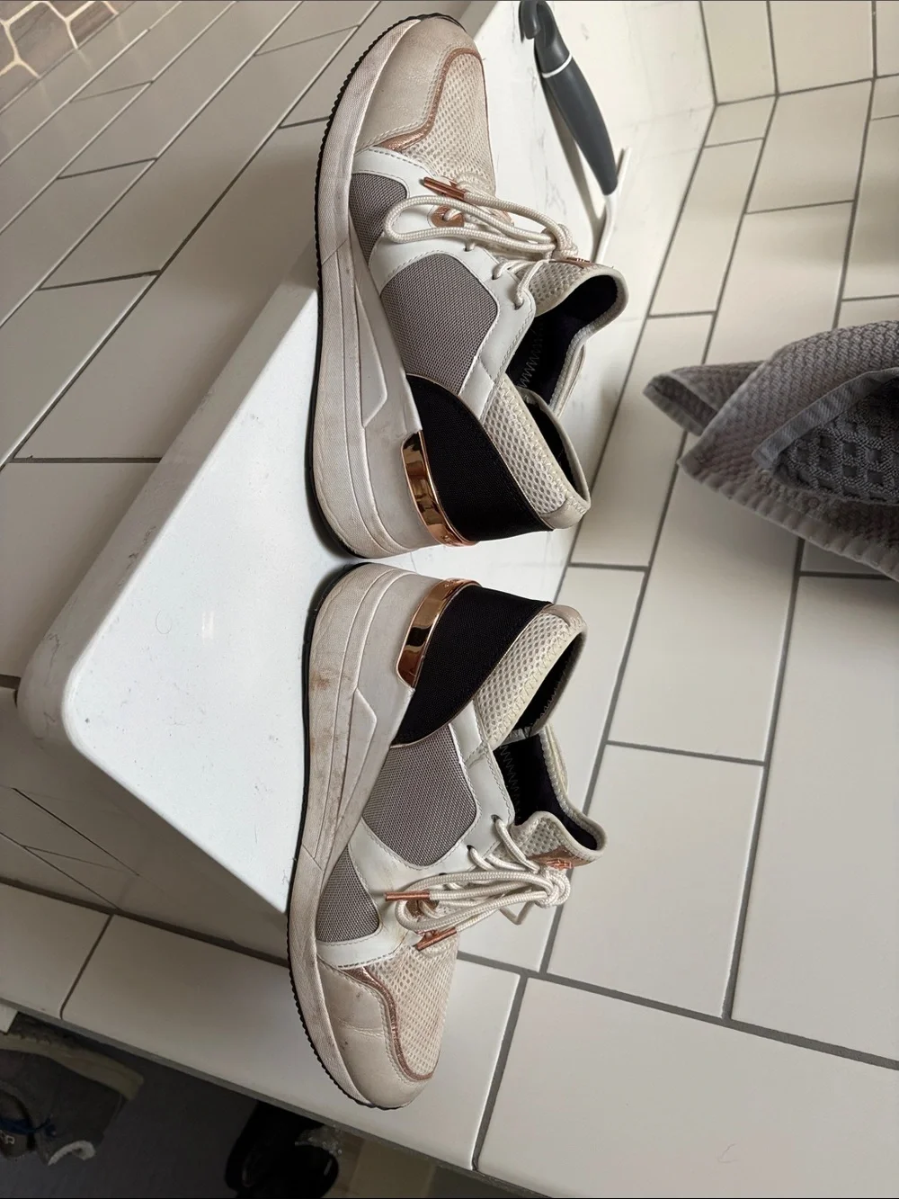 Michael Kors Cream Mesh & Rose Gold Accent Sneakers